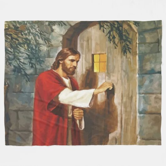 JESUS KNOCKIERT AN DER TÜR FLEECEDECKE (Vorderseite (Horizontal))