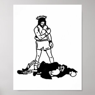 Jesus Knockout Grim Sensenmann X Jesus erobert den Poster