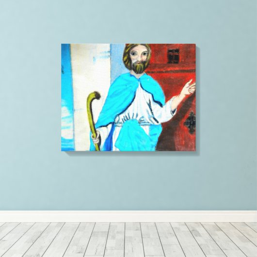JESUS KNOCKS Leinwand (Insitu (Holzboden))