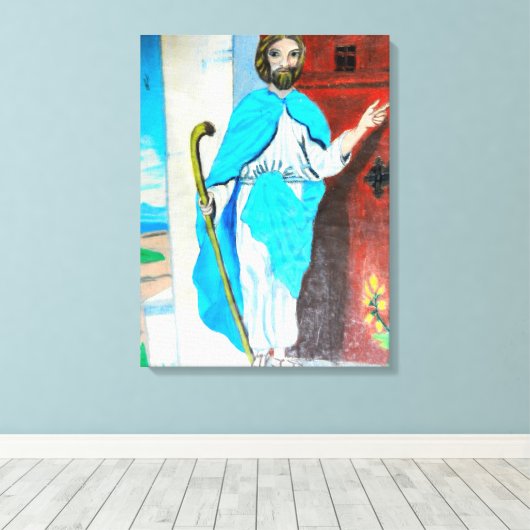 JESUS KNOCKS Leinwand (Insitu (Holzboden))