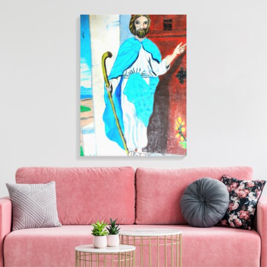 JESUS KNOCKS Leinwand (Insitu (Wohnzimmer))