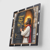 Jesus Knocks: Open Your Heart Quadratische Wanduhr (Winkel)