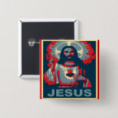 Jesus-Knopf (Obama-Art) Button (Vorne & Hinten)