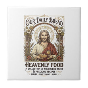 Jesus-Kochbuch-Rezeptkarte Ästhetisches Vintage-Sh Fliese