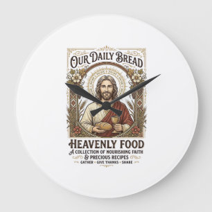 Jesus-Kochbuch Rezeptkarte Ästhetisches Vintage-Sh Große Wanduhr