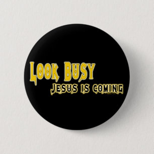 Jesus kommt auf Knopf Button