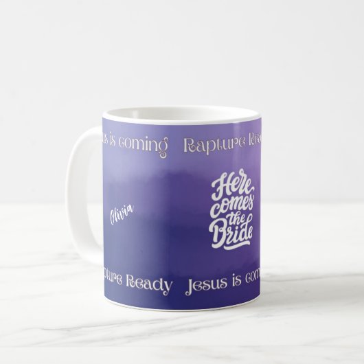 "Jesus kommt auf Rapture Ready" Design-Tasse Kaffeetasse (Vorderseite Links)
