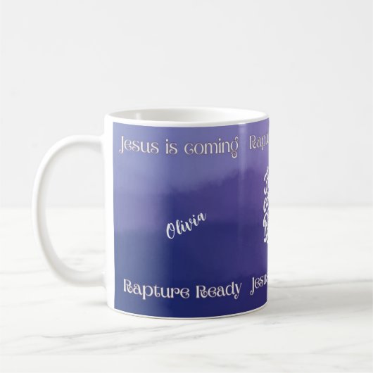 "Jesus kommt auf Rapture Ready" Design-Tasse Kaffeetasse (Links)