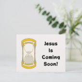 Jesus kommt bald Gold Hourglass Postkarte (Stehend Vorderseite)