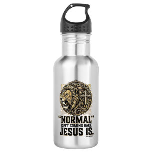 Jesus kommt zurück Löwe Kreuz Christliches T-Shirt Edelstahlflasche