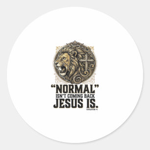 Jesus kommt zurück Löwe Kreuz Christliches T-Shirt Runder Aufkleber