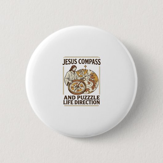Jesus Kompass Und Puzzle Lebensrichtung Jesus Komp Button (Vorderseite)
