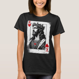 Jesus König der Herzen Retro religiöses Kartenspie T-Shirt