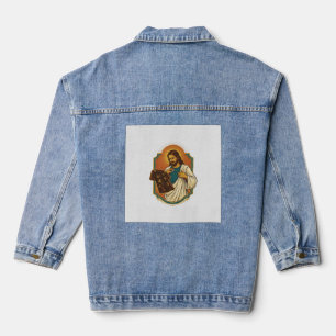 Jesus Kreide bedeckte schwarze Gym-Kleidung Chaos Jeansjacke