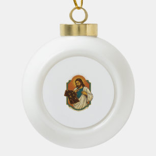 Jesus Kreide bedeckte schwarze Gym-Kleidung Chaos  Keramik Kugel-Ornament
