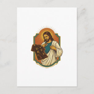 Jesus Kreide bedeckte schwarze Gym-Kleidung Chaos  Postkarte