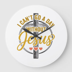 Jesus Kreuz Christliche Typografie-Shirt-Design_1 Große Wanduhr