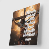 Jesus: Kreuz, Geist, letzter Atemzug Quadratische Wanduhr (Winkel)