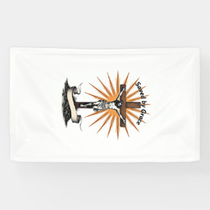 Jesus Kreuz Glaube Vintage Gravur Christliches T-S Banner