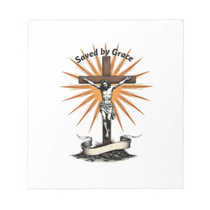 Jesus Kreuz Glauben Vintage Gravur Christliches T- Notizblock