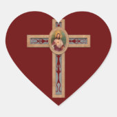Jesus Kreuz Herz-Aufkleber (Vorderseite)