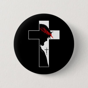 Jesus Kreuz Krone des christlichen Glaubens Symbol Button