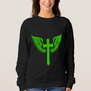 Jesus Kreuz mit Engelsflügeln Christliches Grafik Sweatshirt
