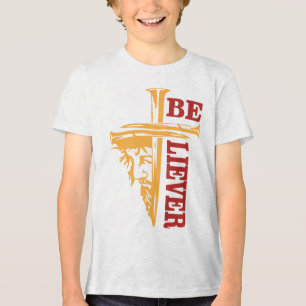 Jesus-Kreuz-Nagel-Design – Mächtiger Christlicher  Tri-Blend Shirt