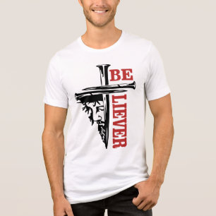 Jesus Kreuz Nageldesign – Mächtiger Christlicher G Tri-Blend Shirt