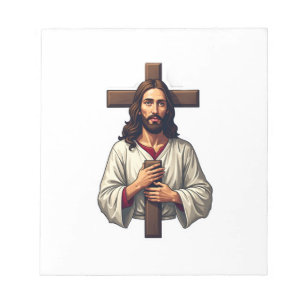 Jesus Kreuz Portrait Vintage Gravur Shirt 2 Notizblock