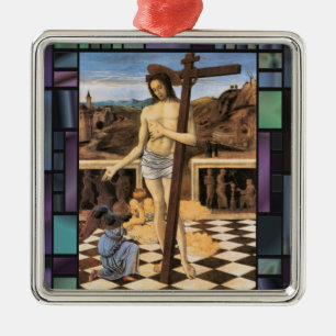 Jesus Kreuz Vintage-Kunst Bellini-Schmuck Silbernes Ornament