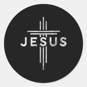 Jesus kreuzen Christus Christliches Vintages Jesus Runder Aufkleber