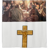 Jesus kreuzen Schwarz-weißen Duschvorhang (Vorderseite)