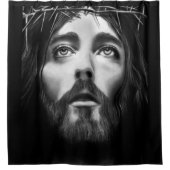 Jesus kreuzen Schwarz-weißen Duschvorhang (Vorderseite)