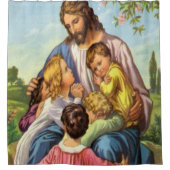 Jesus kreuzen weißer Duschvorhang (Vorderseite)