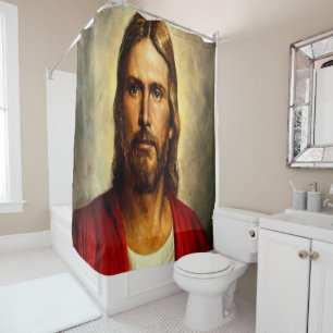 Jesus kreuzen weißer Duschvorhang