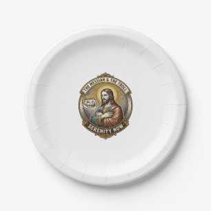 Jesus Kreuzt Arme Internet-Troll-Gesicht Emoji Hum Pappteller