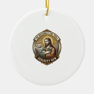 Jesus Kreuzt Arme Internet-Troll-Gesicht-Emoticon  Keramik Ornament