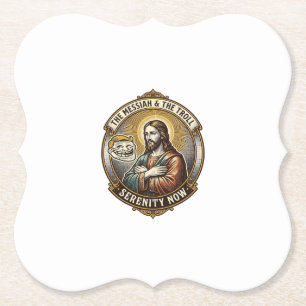 Jesus Kreuzt Arme Internet-Troll-Gesicht-Emoticon  Untersetzer