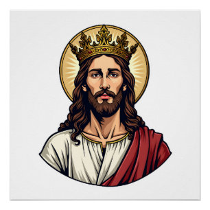 Jesus Krone Halo Vintage Gravur Shirt 2 Poster