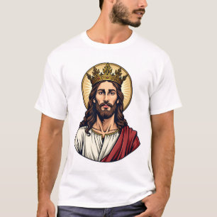 Jesus-Kronen-Halo-Vintage-Stickerei-Shirt 2 T-Shirt