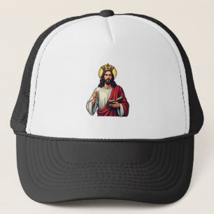 Jesus-Kronen-Schriftrolle Vintage-Gravur-Shirt 2 Truckerkappe