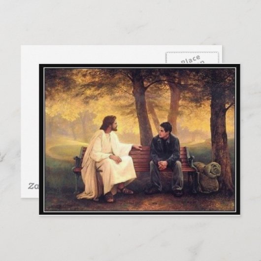 Jesus kümmert sich um mich postkarte (Vorne/Hinten)