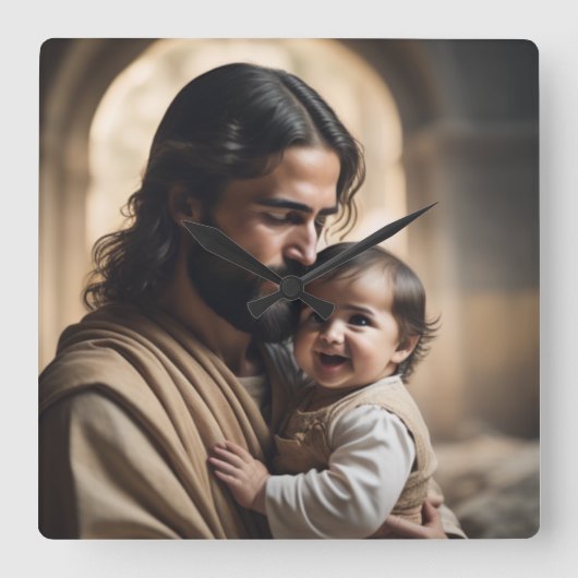 Jesus Kunst Quadratische Wanduhr (Vorderseite)