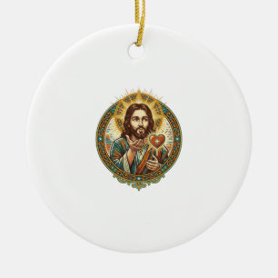 Jesus Küsschen Geben Rotes Herz Like Button Humor_ Keramik Ornament