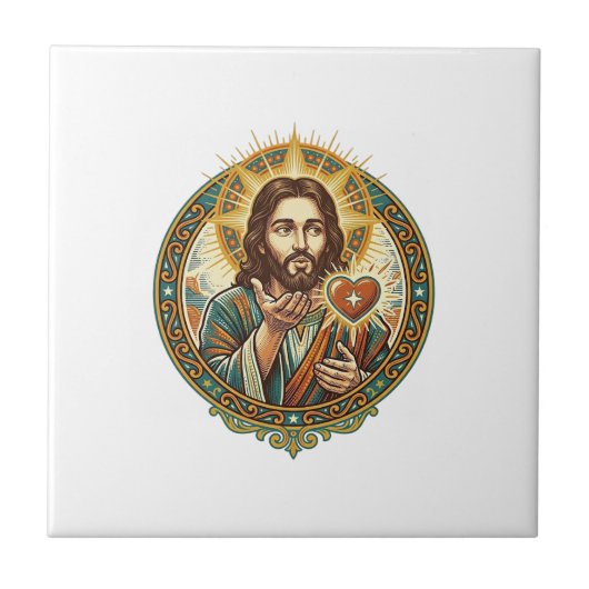 Jesus Küsschen Rot Herz Like Button Humor_1 Fliese (Vorderseite)