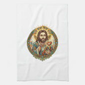 Jesus Küsschen Rot Herz Like Button Humor_1 Geschirrtuch (Vertikal)