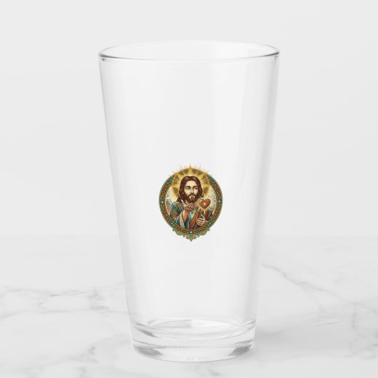 Jesus Küsschen Rot Herz Like Button Humor_1 Glas (Vorderseite)