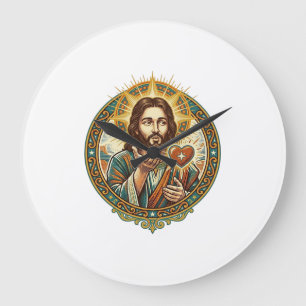 Jesus Küsschen Rot Herz Like Button Humor_1 Große Wanduhr