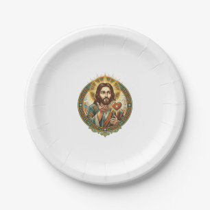 Jesus Küsschen Rot Herz Like Button Humor_1 Pappteller